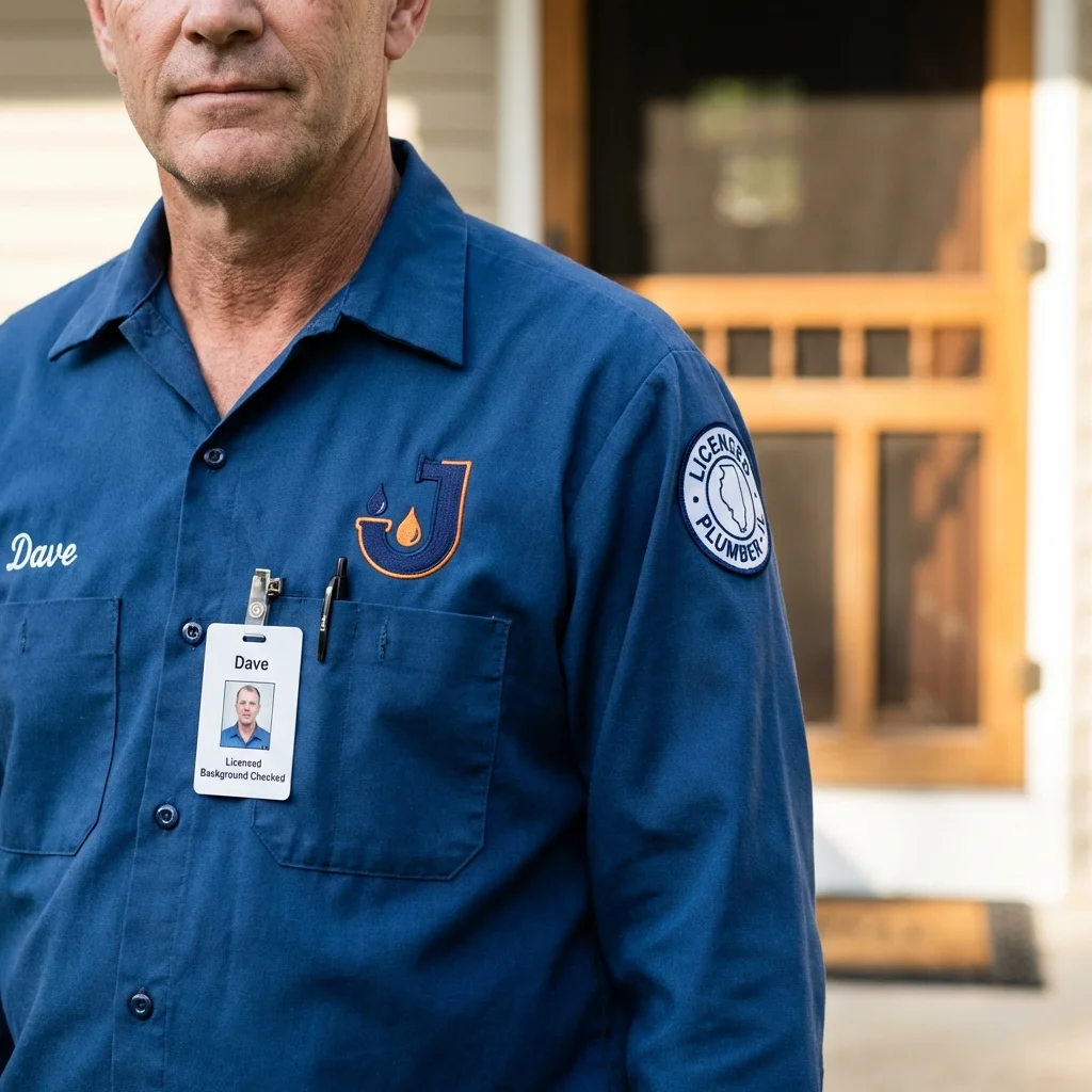 Licensed plumber showing ID badge in Cookeville, TN