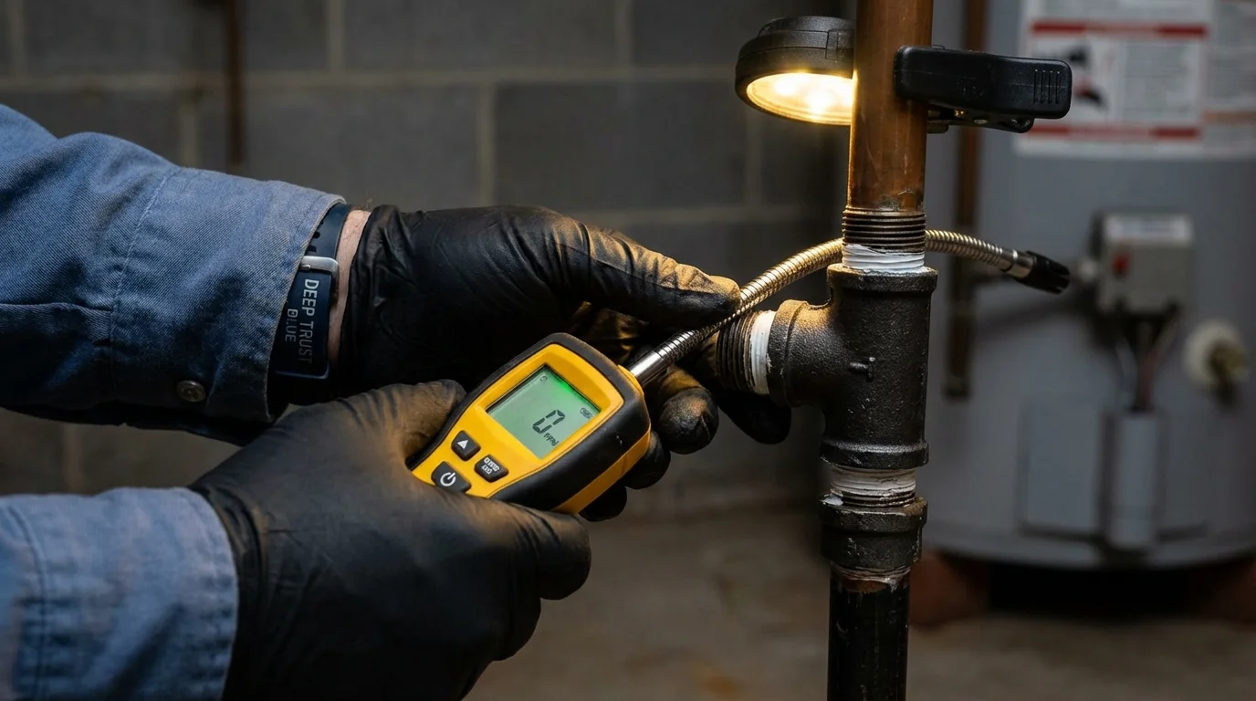 Gas leak detection with electronic sniffer by Johns Plumbing LLC in Cookeville