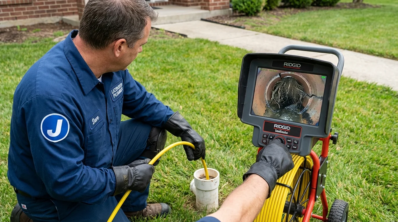 Sewer camera inspection being performed by Johns Plumbing LLC in Cookeville