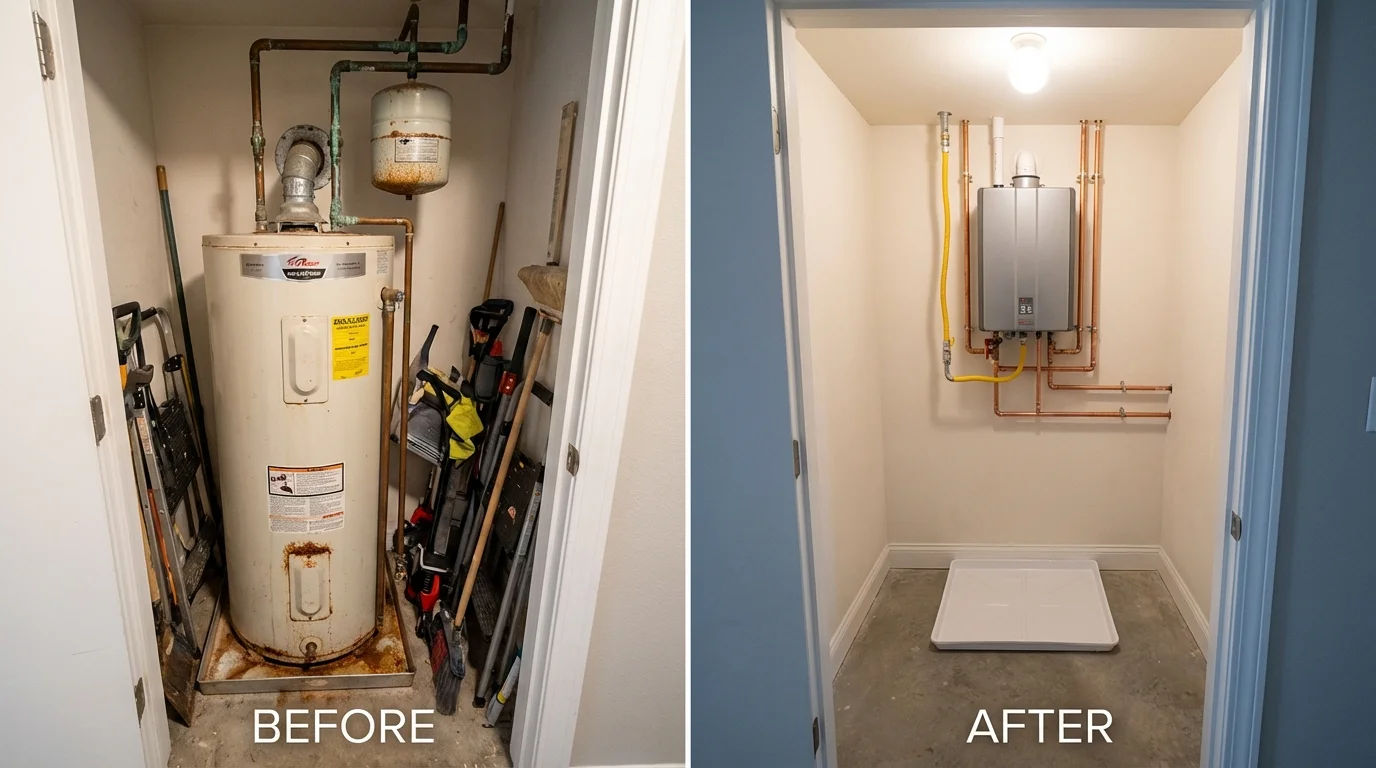 Tank water heater versus wall-mounted tankless unit comparison for Cookeville, TN homeowners